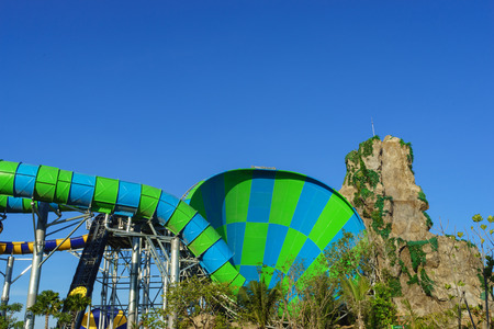 Huge Jungle Water Tube Slides in water theme park のeditorial素材