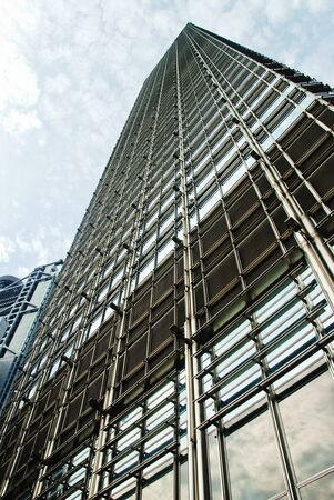 May 2011, Hong Kong - A view from bottom of a building.の写真素材