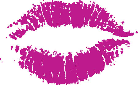 Purple lip mark isolated on whiteのイラスト素材