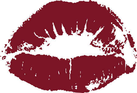 Dark red lip mark isolated on whiteのイラスト素材