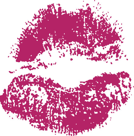 Purple lip mark isolated on whiteのイラスト素材