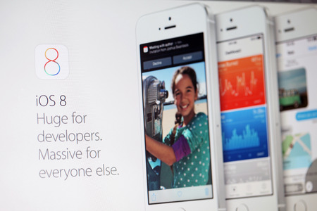 June 2014 - Apple Inc  announces their new IOS 8 in their websiteのeditorial素材