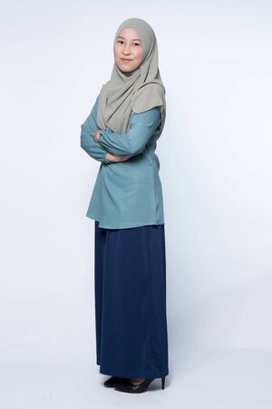 Beautiful muslim woman posing and smiling.の写真素材
