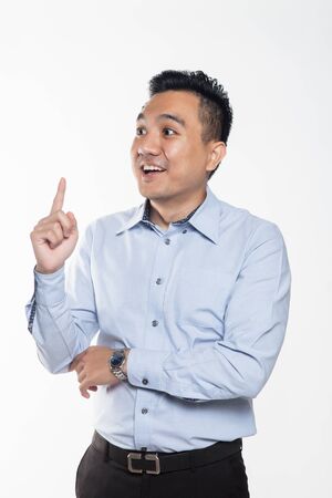 asian man having a sudden ideaの写真素材