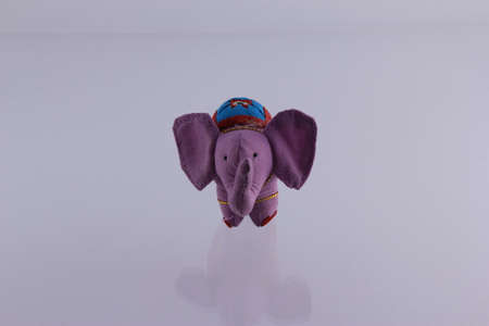Elephant made of cloth on a white background. Handmade.の写真素材