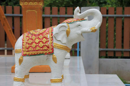 Thai elephant statue in the temple. Thai elephant statue in Thailand.