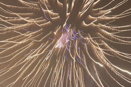 Lightning in the night sky. Abstract background.の写真素材