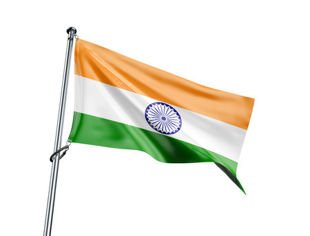 India flag, isolated on white background. 3D Rendering.の写真素材
