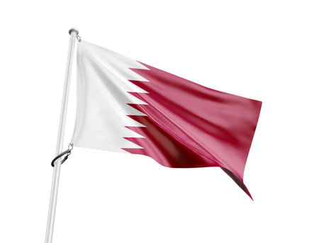 Qatar flag waving isolated on white background. 3D Renderingの写真素材