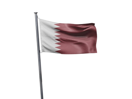 Qatar flag waving on white background isolated. 3D illustration.の写真素材