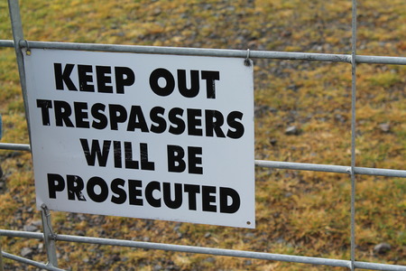 Keep out trespassers will be prosecuted sign