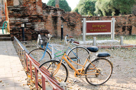Bicycles in old city of Ayutthayaの写真素材