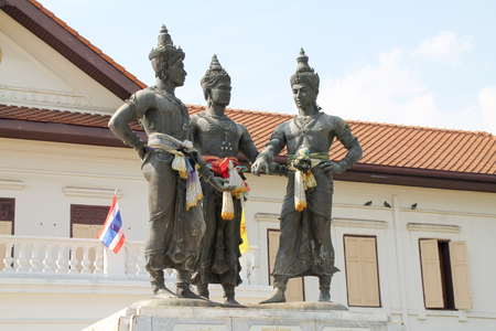 Three kings monument, Chiang Mai, Thailandの写真素材