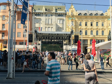 City streets of Zagreb in the downtown area croatiaのeditorial素材