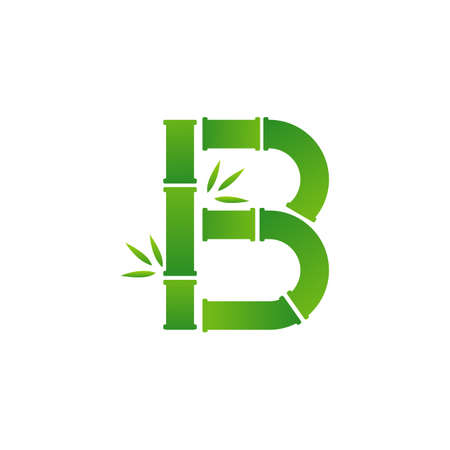 Initial B with Bamboo logo vector template, Creative Bamboo logo design conceptsのイラスト素材