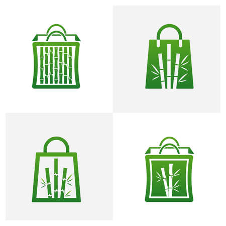 Set of Shop Bamboo logo vector template, Creative Bamboo logo design conceptsのイラスト素材