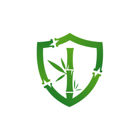 Set of Shield Bamboo logo vector template, Creative Bamboo logo design conceptsのイラスト素材