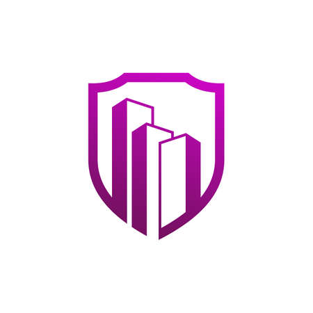 Shield City logo vector template, Creative Building logo design conceptsのイラスト素材