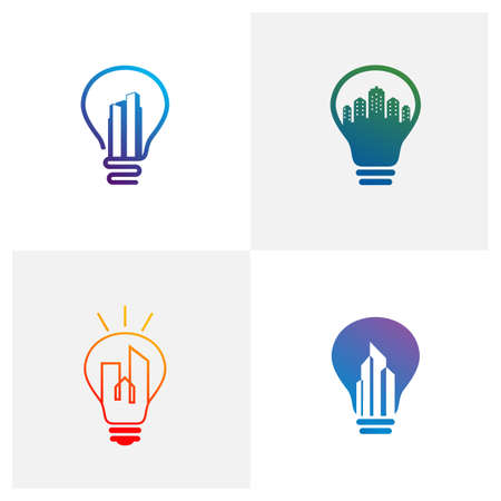 Set of Bulb City logo vector template, Creative Building logo design conceptsのイラスト素材