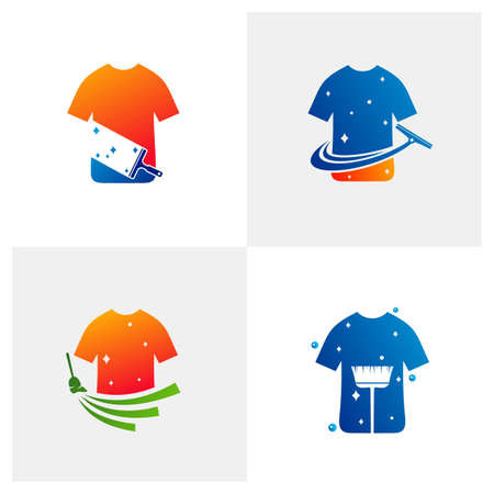 Set of Laundry logo vector template, Creative Clean logo design conceptsのイラスト素材