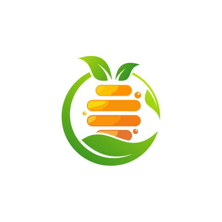 Honey Farm logo design vector template. Farm logo conceptのイラスト素材