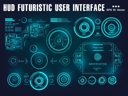Hud interface dashboard, virtual reality interface, futuristic virtual graphic touch user interfaceのイラスト素材