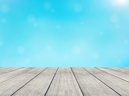 abstract blue light background and perspective wooden plank abstract blue light background and perspective wooden plank