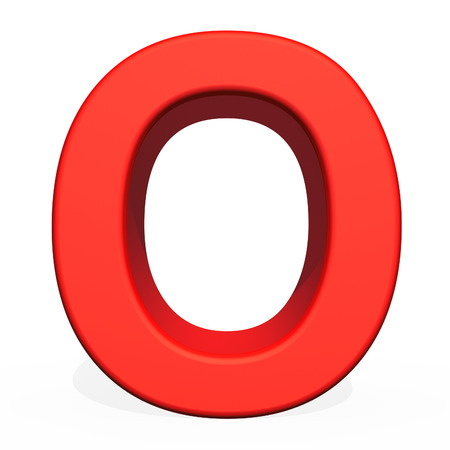 3d rendering letter O isolated on white backgroundの写真素材