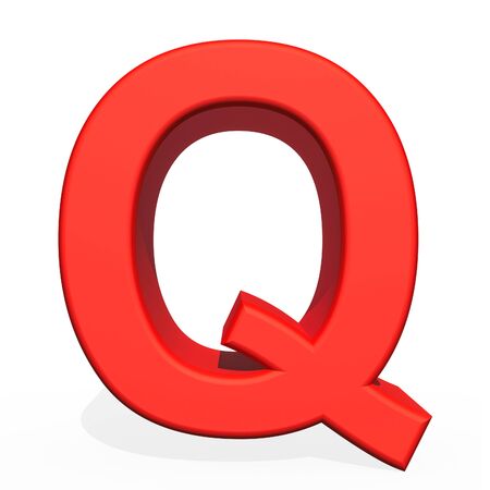3d rendering letter Q isolated on white backgroundの写真素材
