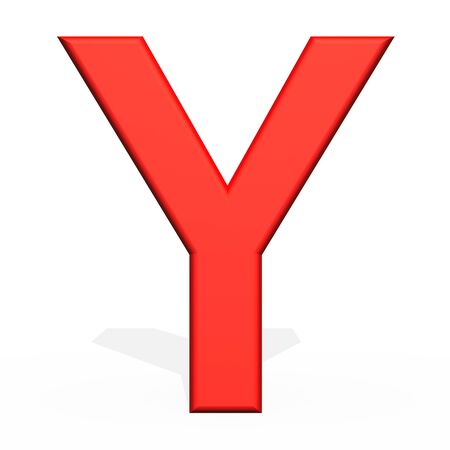 3d rendering letter Y isolated on white backgroundの写真素材