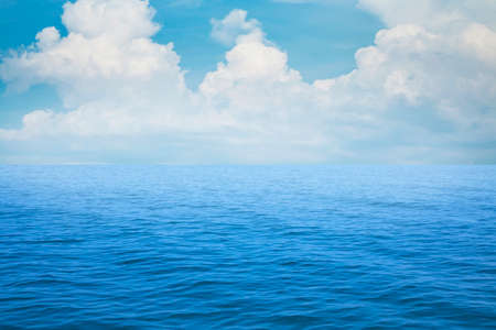 Summer seascape with blue sea and sky backgroundの写真素材