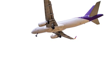 Commercial airplane isolate on whiteの写真素材