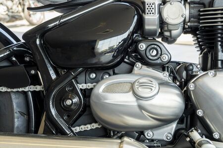 Close up of motorcycle engineの写真素材