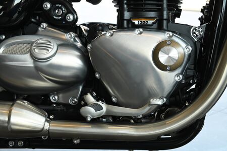 Close Up of motorcycle engineの写真素材