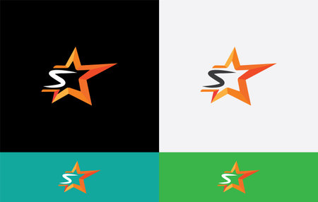 Star icon with letter S logo design template. Creative star vector symbol.のイラスト素材