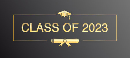 Class of 2023. Graduation banner. Vector illustration for your designのイラスト素材