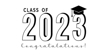 Class of 2023 graduation vector illustration. Class of 2023 graduation template.のイラスト素材