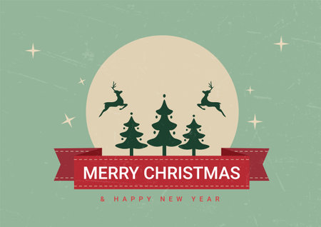 Merry Christmas and Happy New Year Greeting Card. Vector Illustrationのイラスト素材