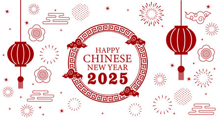 Happy Chinese new year 2023 year of the rabbit. Lunar new yearのイラスト素材