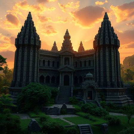 The Temple of the Sacred Tooth Relic at sunset, Kuala Lumpur, Malaysiaの素材