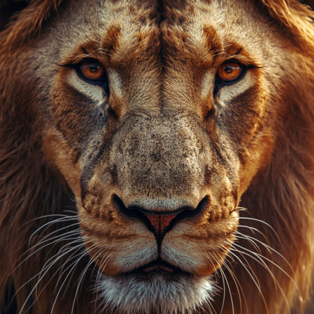Portrait of a male lion (Panthera leo)の素材