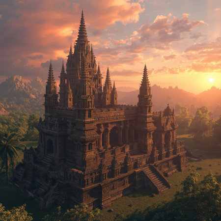 Prambanan temple at sunset, Java island, Indonesia.の素材