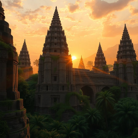 Prambanan temple at sunset, Java island, Indonesia.の素材