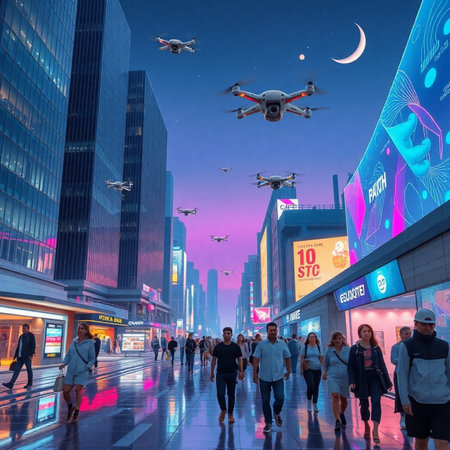 Unidentified people walking with drone in Kuala Lumpur.の素材