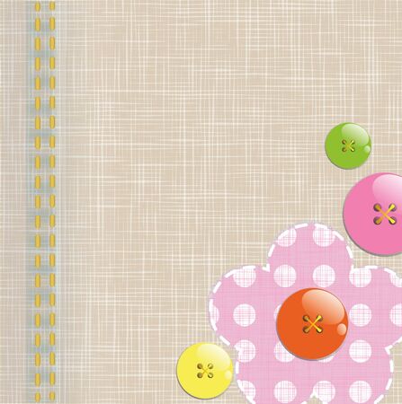 Textile background with funny buttonsのイラスト素材