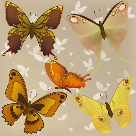 Vector set of beautiful butterfliesのイラスト素材