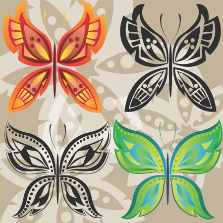 Butterflies in the style of Tribalのイラスト素材