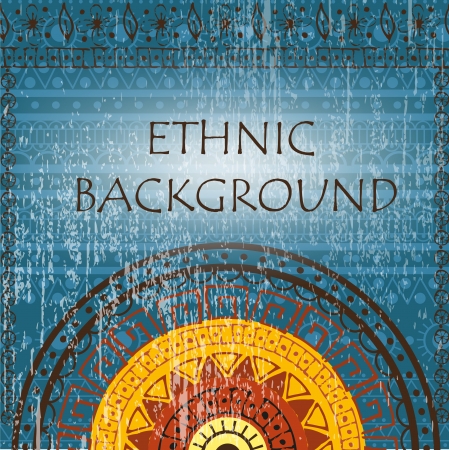 Ethnic background with patterns and mandalaのイラスト素材