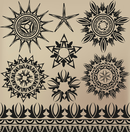  A set of patterns in a tattoo styleのイラスト素材