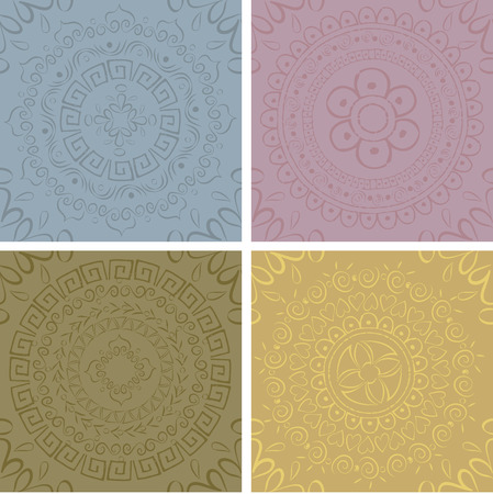 A set of texture patterns and mandalaのイラスト素材